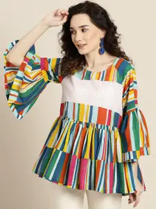 Sangria Women Multicoloured Printed A-Line Pure Cotton Top