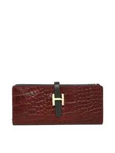 Hidesign Women Maroon Leather Textured Two Fold Wallet