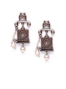 Fabstreet Silver-Toned Contemporary Drop Earrings