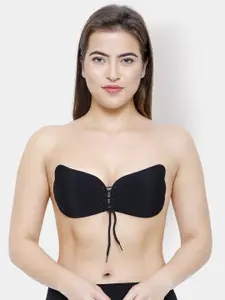 FashionRack Black Solid Non-Wired Lightly Padded Stick-On Bra