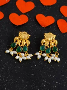 Silvermerc Designs Gold-Plated & Green Classic Drop Earrings