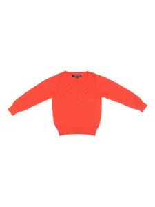 Allen Solly Junior Girls Orange Solid Sweater