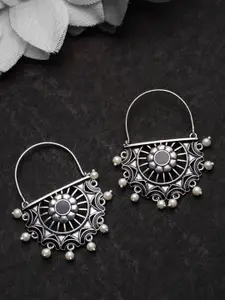 Voylla Silver-Toned Circular Hoop Earrings