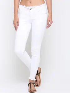 ZHEIA Women White Skinny Fit Mid-Rise Clean Look Jeans