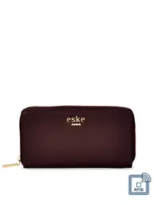 Eske Women Magenta Solid Zip Around Leather Wallet