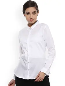 Allen Solly Woman White Regular Fit Solid Casual Shirt