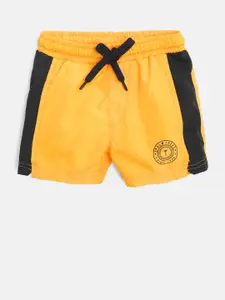 Palm Tree Boys Yellow & Navy Blue Solid Regular Fit Shorts