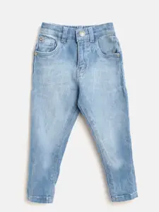 Palm Tree Girls Blue Regular Fit Mid-Rise Low Distress Stretchable Jeans