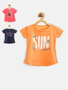 Palm Tree Girls Pack of 3 Printed Pure Cotton Tops