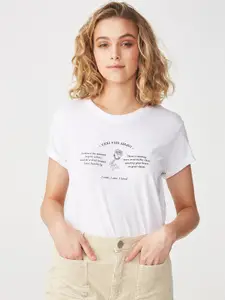 COTTON ON Women White Printed Round Neck T-shirt