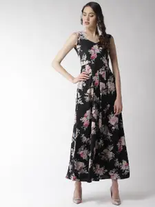 MISH Women Black Floral Printed Maxi Dress