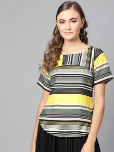 Ives Women Yellow & Green Striped Top