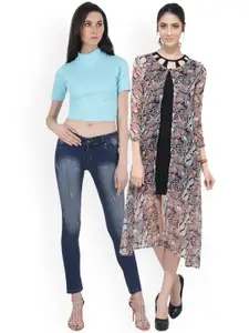 SCORPIUS SCORPIOUS Women Pack of Shrug & Top