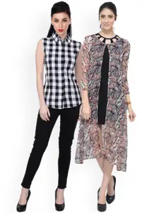 SCORPIUS Women Muticoloured Shrug with Shirt