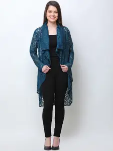 Cation Teal Green Lace Longline Waterfall Shrug