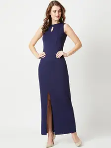 Miss Chase Women Navy Blue Solid Maxi Dress