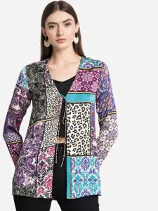 Kazo Multicoloured Printed Tie-Up Shrug