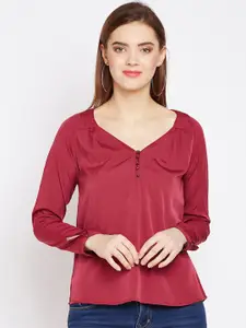 Oxolloxo Women Maroon Solid A-Line Top