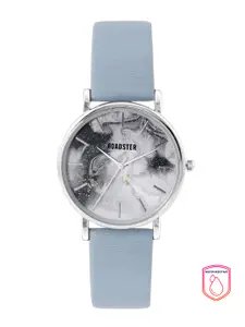 Roadster Women Grey Printed Dial & Blue Straps Analogue Watch
