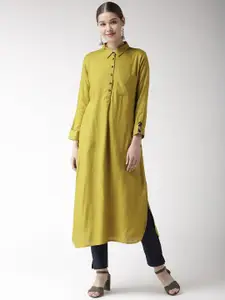 RANGMAYEE Women Green Woven Design Pathani Kurta