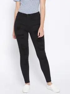 AMERICAN EAGLE OUTFITTERS Women Black Regular Fit High-Rise Highly Distressed Stretchable Jeans