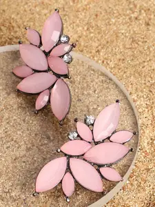 OOMPH Pink Floral Drop Earrings