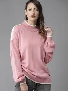 The Roadster Lifestyle Co Women Pink Solid Sweater