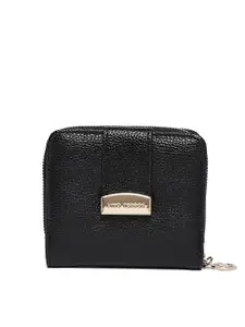 Lino Perros Women Black Solid Zip Around Wallet