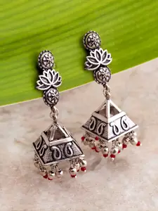 Voylla Oxidised Silver-Plated Handcrafted Dome Shaped jhumkas