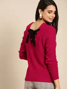 DressBerry Women Pink Solid Sweater
