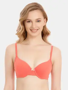 Zivame Peach-Coloured Solid Underwired Lightly Padded Push-Up Bra ZI1741FASHCORNG