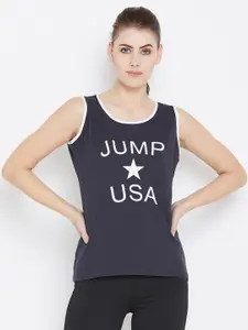 JUMP USA Women Navy Blue Self Design Tank Top
