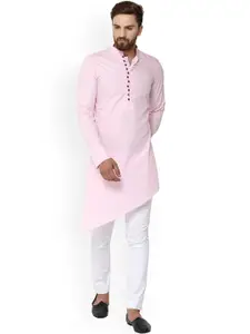 See Designs Men Pink Solid Straight Kurta