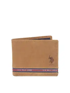 U.S. Polo Assn. Men Brown Solid Leather Two Fold Wallet