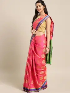 Saree mall Pink Silk Blend Woven Design Banarasi Saree