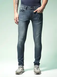 Flying Machine Men Blue Jackson Skinny Fit Mid-Rise Low Distress Stretchable Jeans