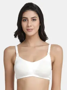 Inner Sense White Organic Cotton Antimicrobial Nursing Sustainable Bra with Removable Pads IMB001C