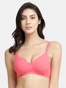 Inner Sense Pink Solid Organic Cotton Antimicrobial Sustainable Wire-Free Padded Bra ISB068