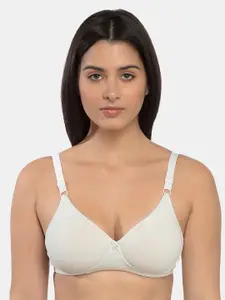 Inner Sense White Solid Organic Antimicrobial Sustainable Non-Wired Lightly Padded T-shirt Bra