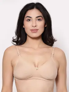 Inner Sense Beige Organic Cotton Antimicrobial Sustainable Backless Non-Padded Seamless Bra ISB100
