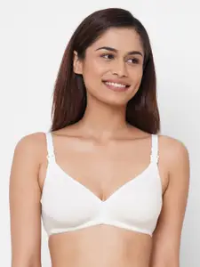 Inner Sense White Solid Organic Antimicrobial Sustainable Non-Wired Non Padded Nursing Bra IMB006F