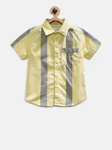 TONYBOY Boys Yellow Regular Fit Striped Casual Shirt