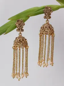 Shining Diva Gold-Plated Dome Shaped Jhumkas