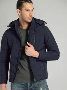 The Roadster Lifestyle Co Men Navy Blue Solid Puffer Jacket