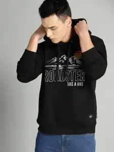 The Roadster Lifestyle Co Men Black & Grey Printed Hooded Sweatshirt