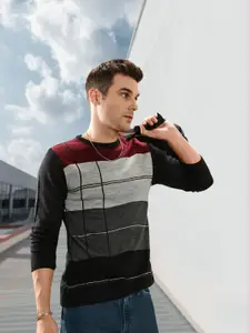 The Roadster Lifestyle Co Men Black & Grey Colourblocked Sweater