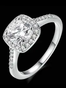 Peora Silver Plated Crystal Engagement Ring