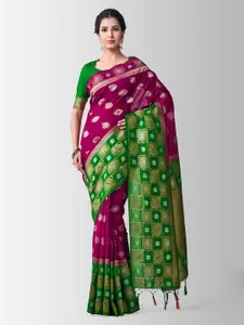 MIMOSA Purple & Green Art Silk Woven Design Kanjeevaram Saree