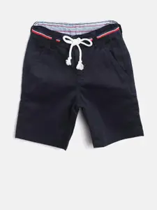 Palm Tree Boys Navy Blue Solid Regular Fit Chino Shorts