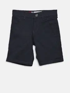 Gini and Jony Boys Navy Blue & Black Printed Regular Fit Shorts